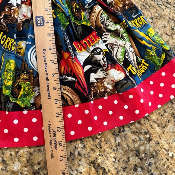 Hemet Girls Size 8 Retro Monster Print Halloween Skirt Elastic Waist A-Line - Picture 5 of 5